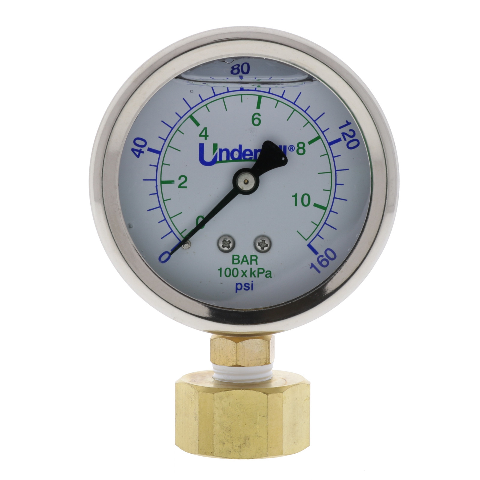 Underhill Hose Thread Liquid Filled Pressure Gauge
