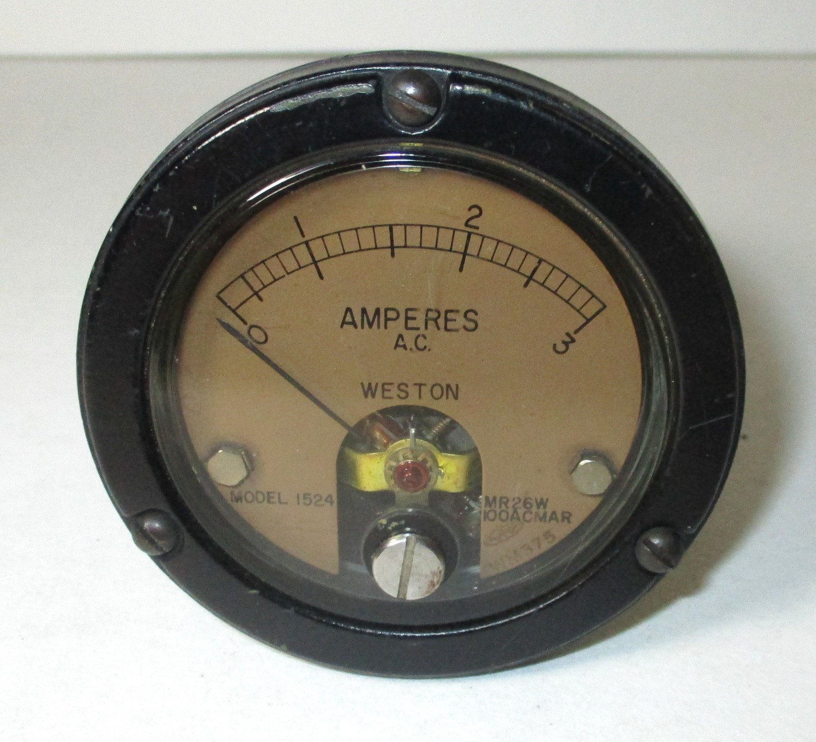 Weston Model 1524 MR26W100ACMAR 0-3 AC Amperes 2-3/4" Panel Meter