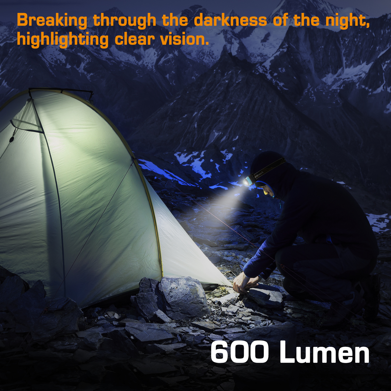 EverBrite RechargeableHeadlamp 600Lumen 4Mode Motion Sensor&Memory Function-Blue