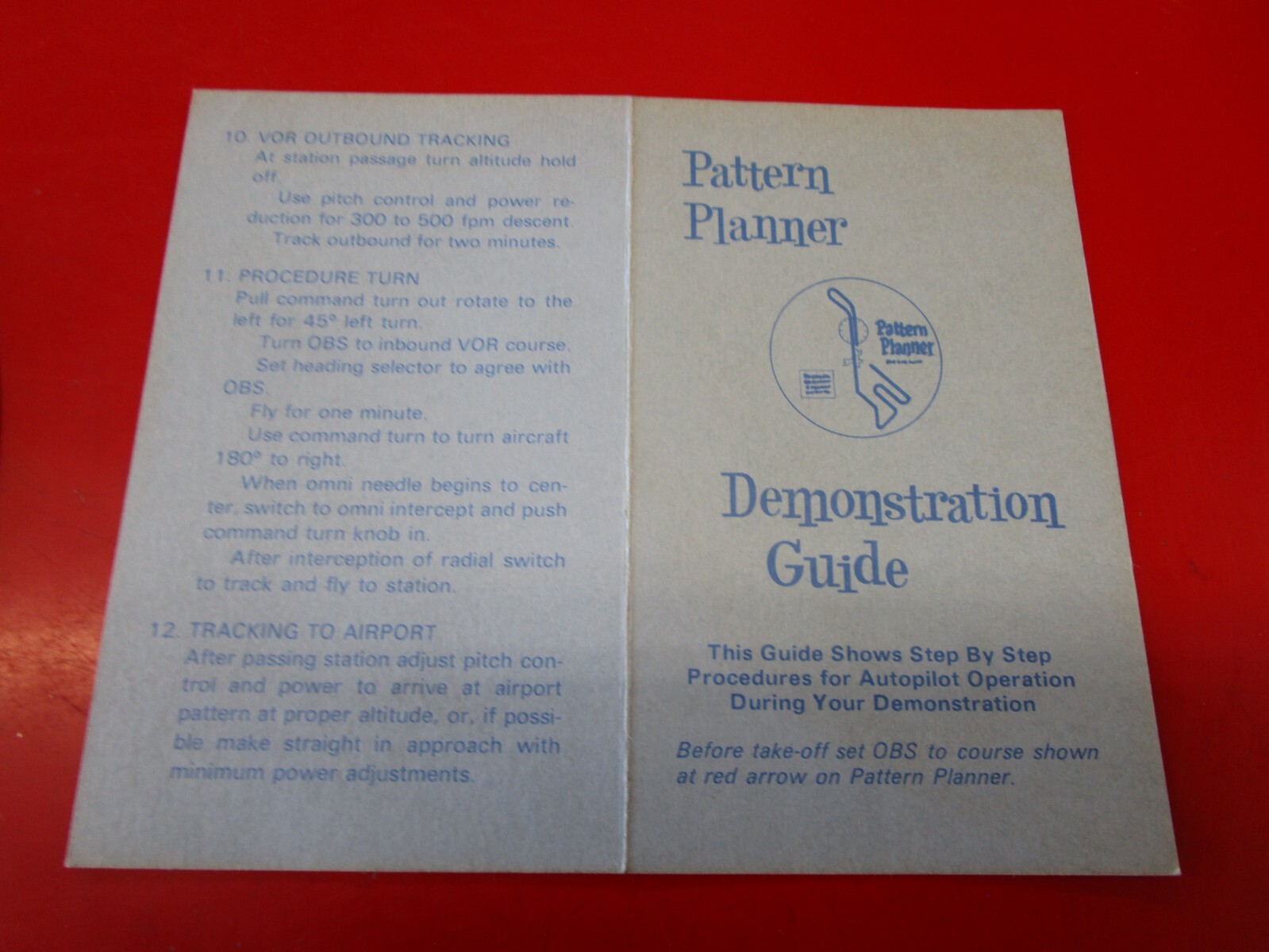Vintage Cessna Nav-o-matic 400 autopilot pattern planner demonstration guide
