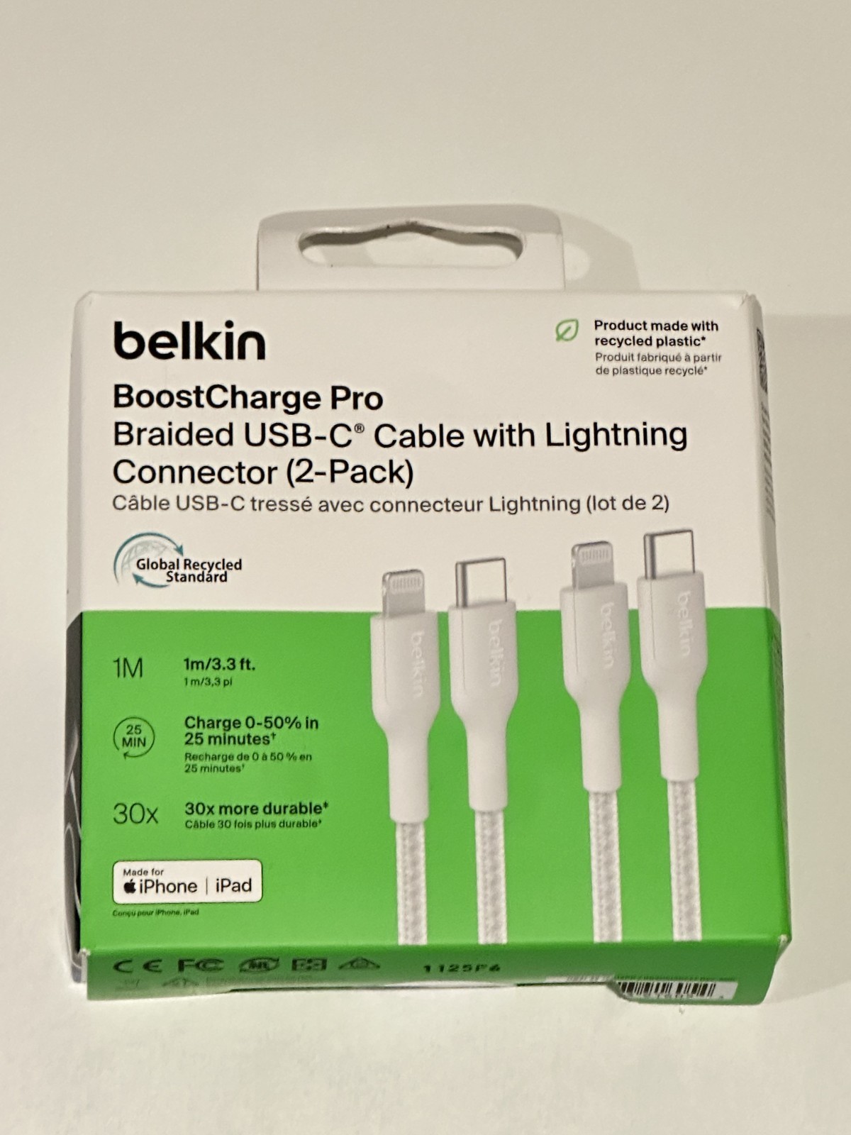 Belkin BoostCharge Pro (2 Pack) USB-C Cable to Lightning (MFI Certified) 3.3 ft