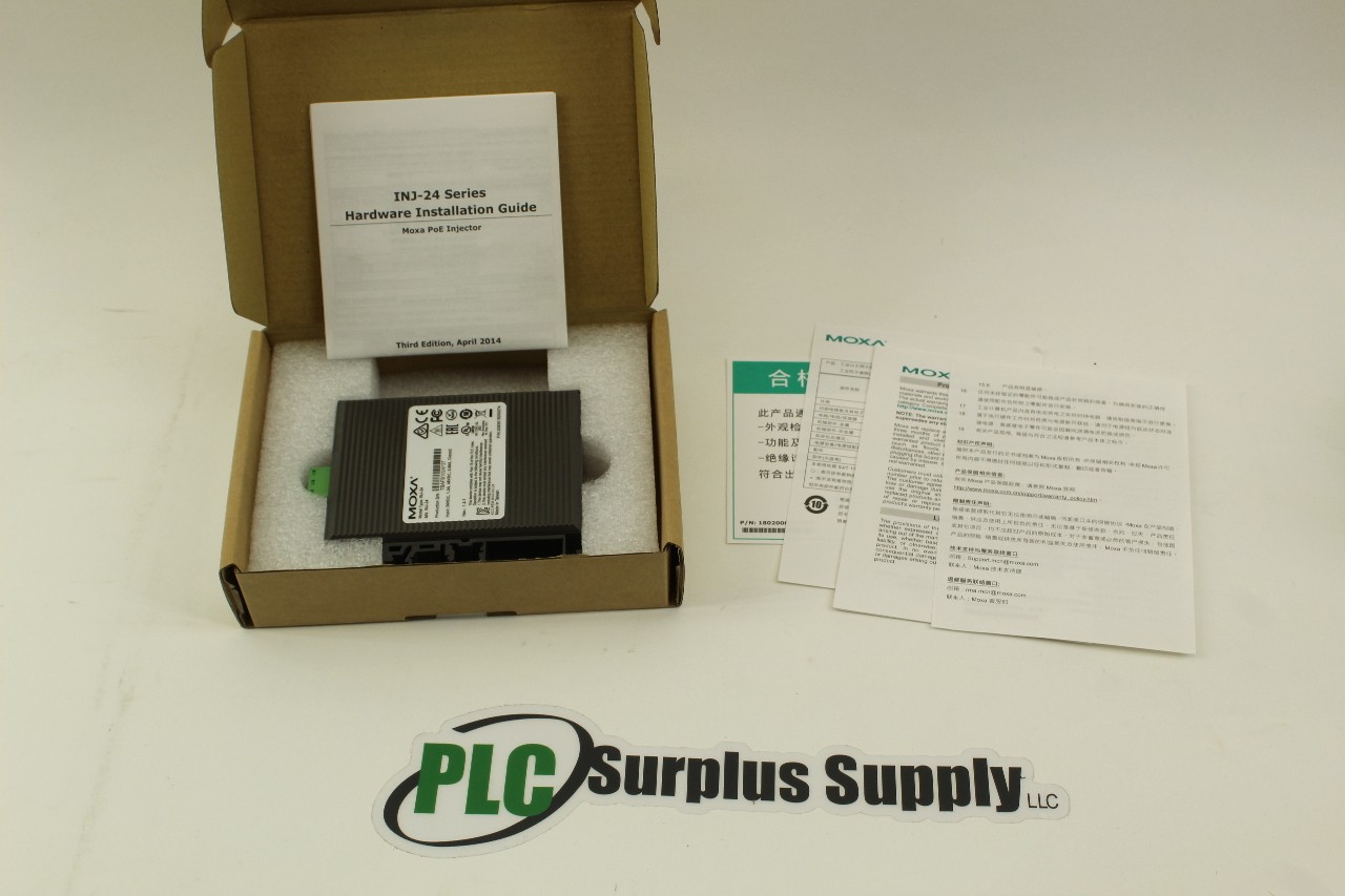 Moxa INJ-24 V1.2.1 PoE Injector DIN Rail New In Box
