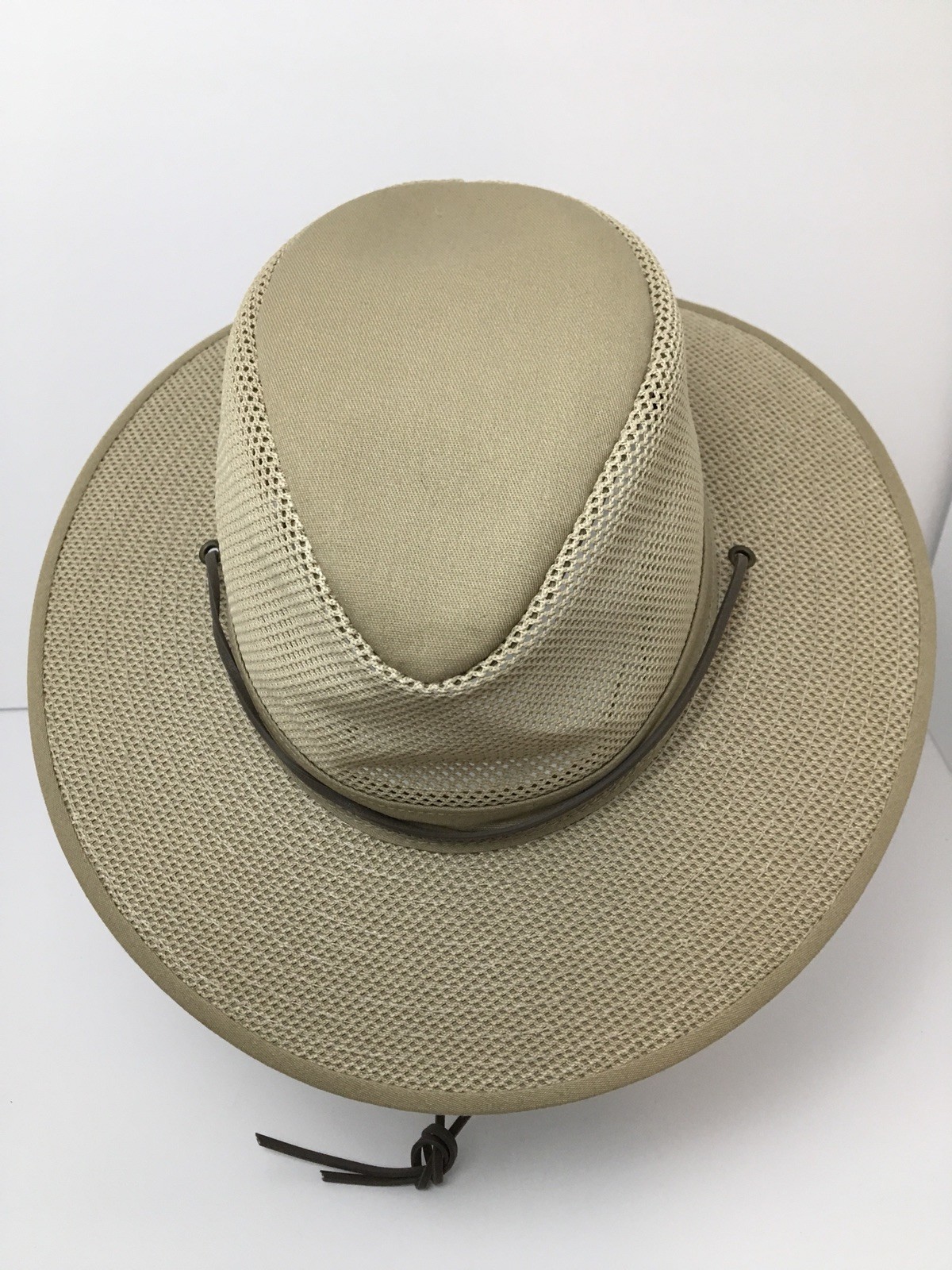 Sun Hat Henschel Packable Mesh Hike Paddle Leather Strap USA Medium Excellent