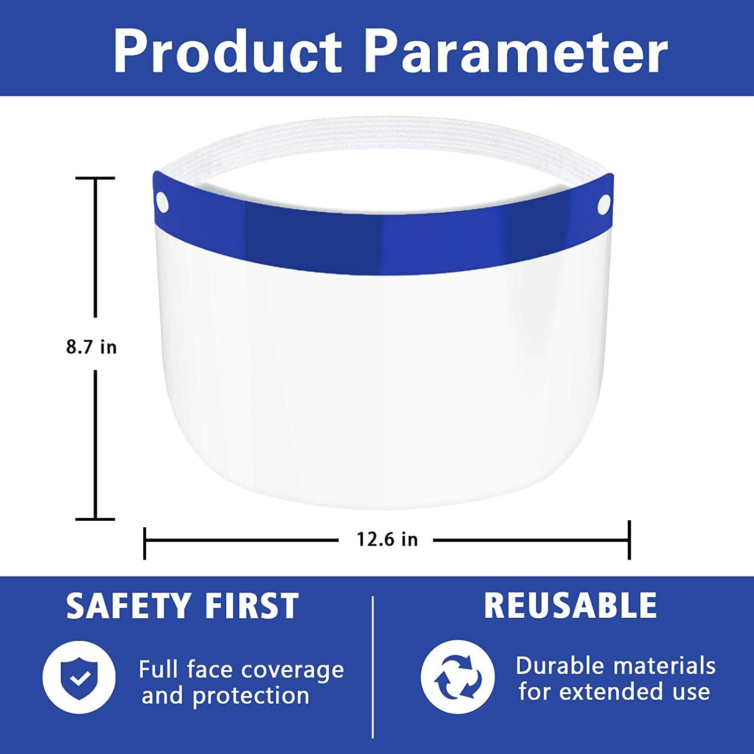 5 Pack Face Shield Reusable Washable Safety Protection Clear Anti Splash 