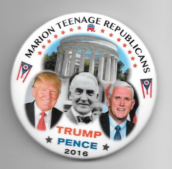 TRUMP PENCE Marion Ohio Teenage Republicans Warren Harding jugate pinback button