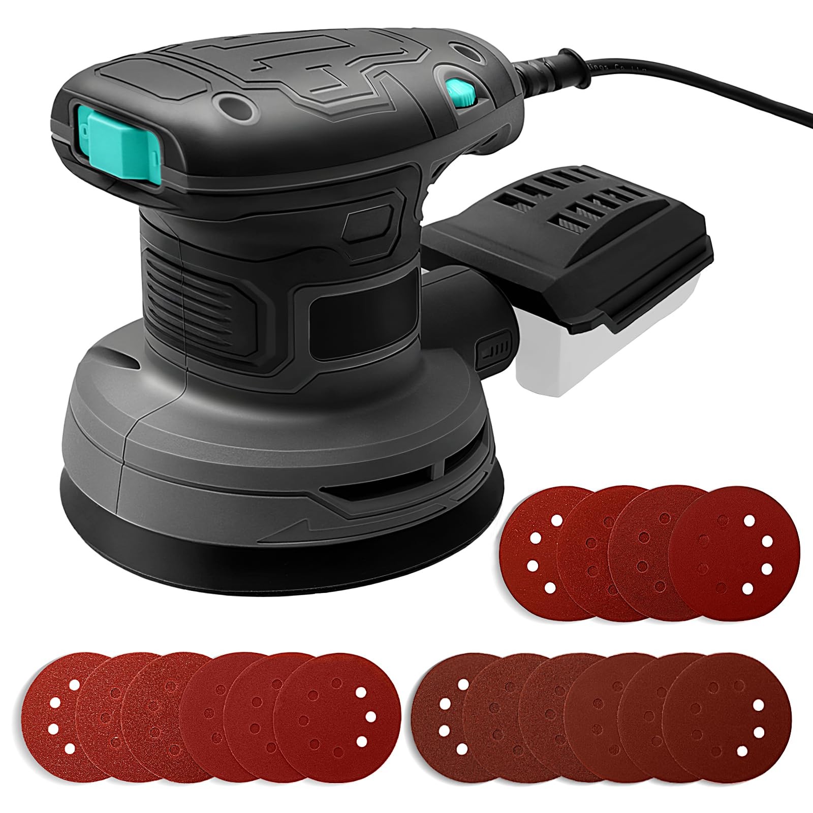 5-Inch Random Orbital Sander, 3Amp Electric Palm Sander with 6-Speed Control,