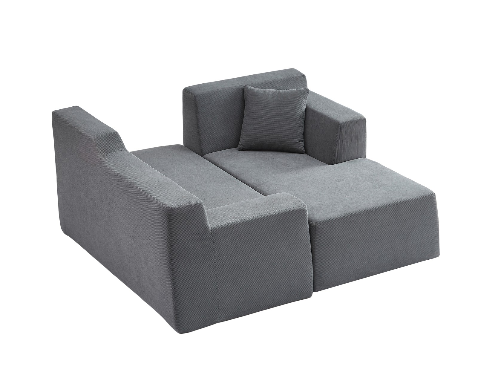 Modern minimalist L-shaped corduroy high back sofa|Dark Gray