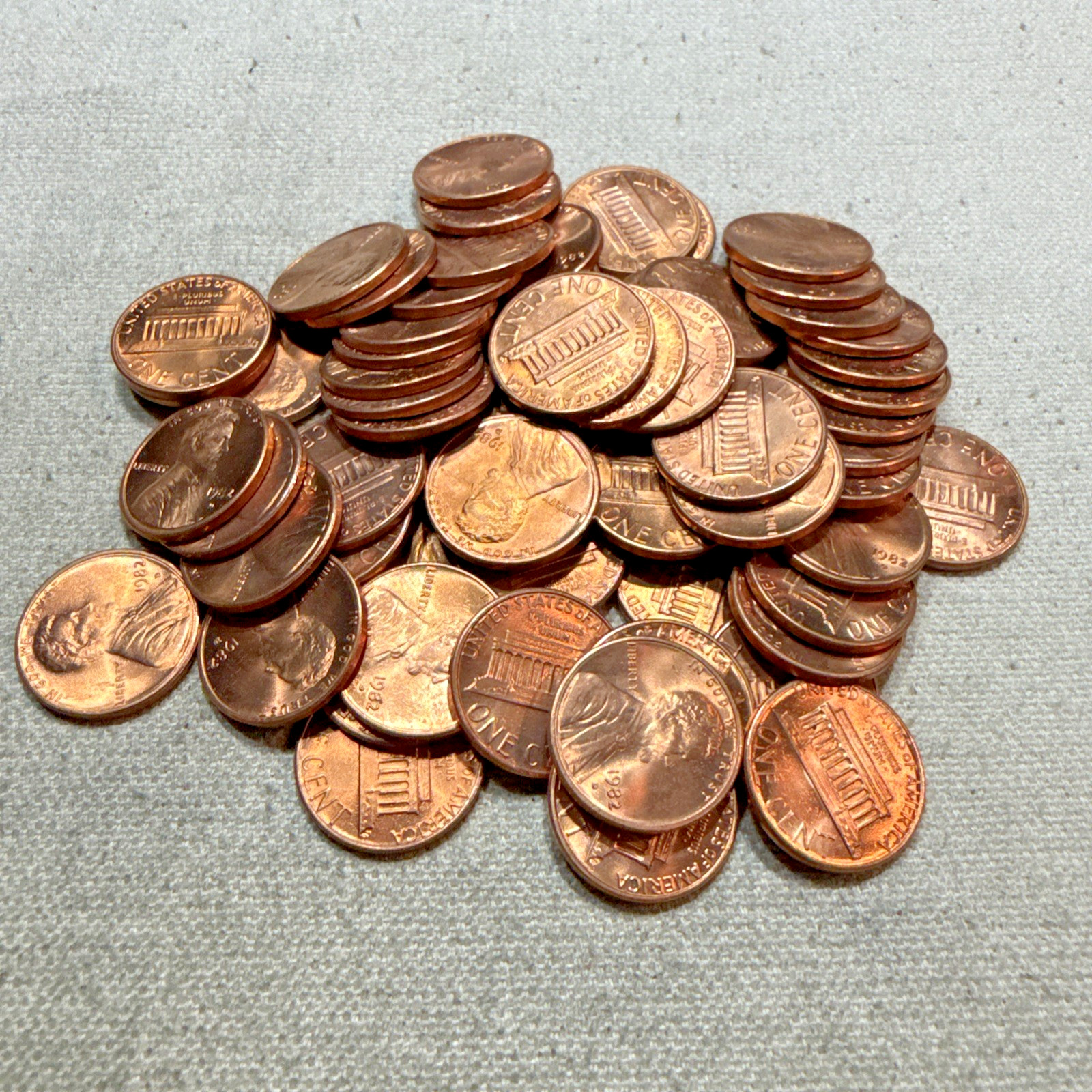 1982 D Zinc Large Date Lincoln Cent Rolls From U.S. Mint bag