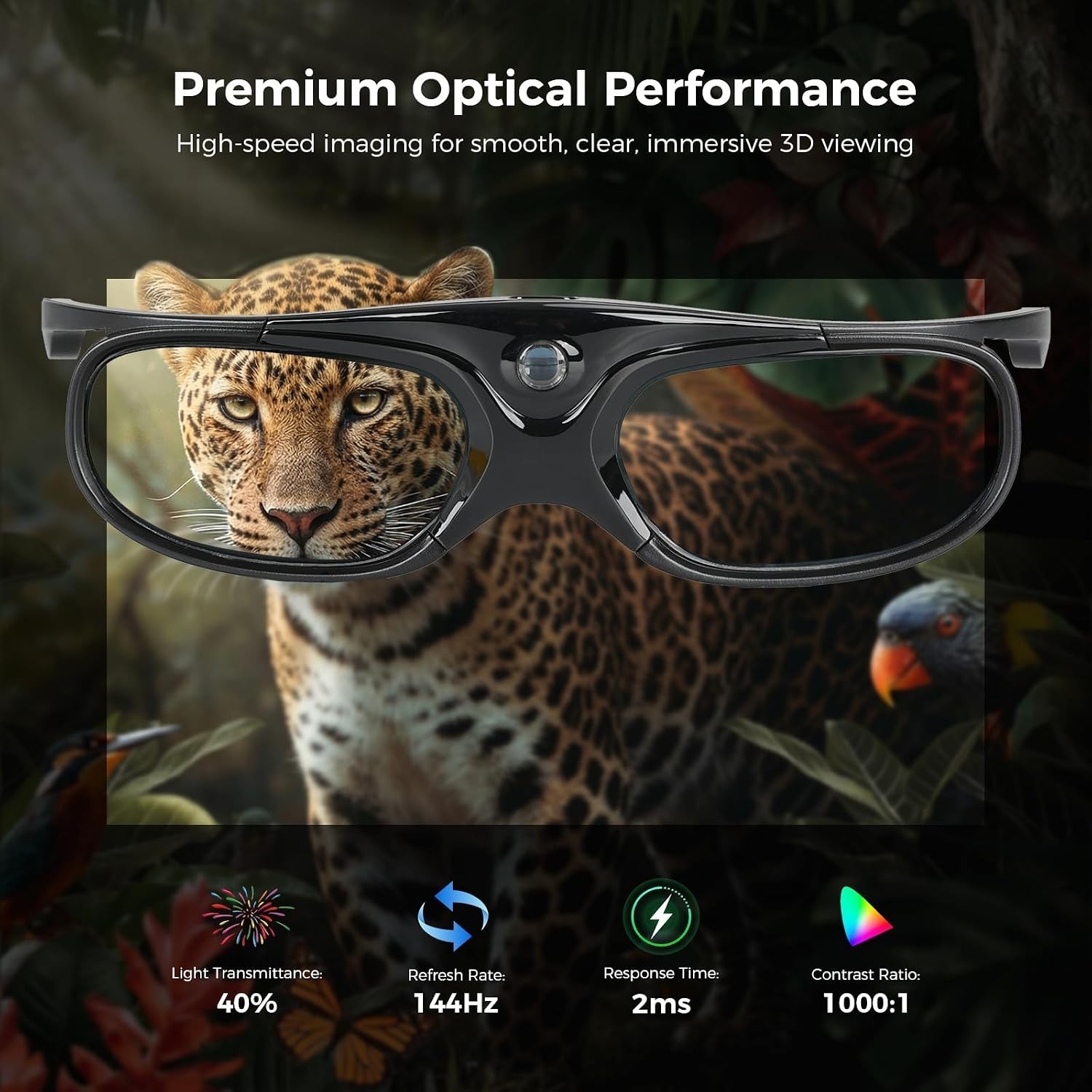 Active Shutter 3D Glasses 144Hz, 4 Pack, Lightweight