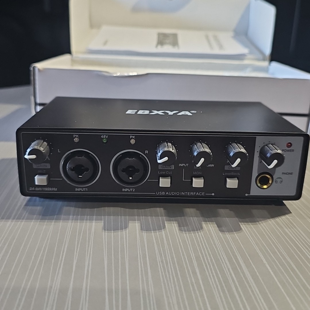 EBXYA 2i2 USB Audio Interface for PC Recording, 24-bit/192kHz Plug and Play