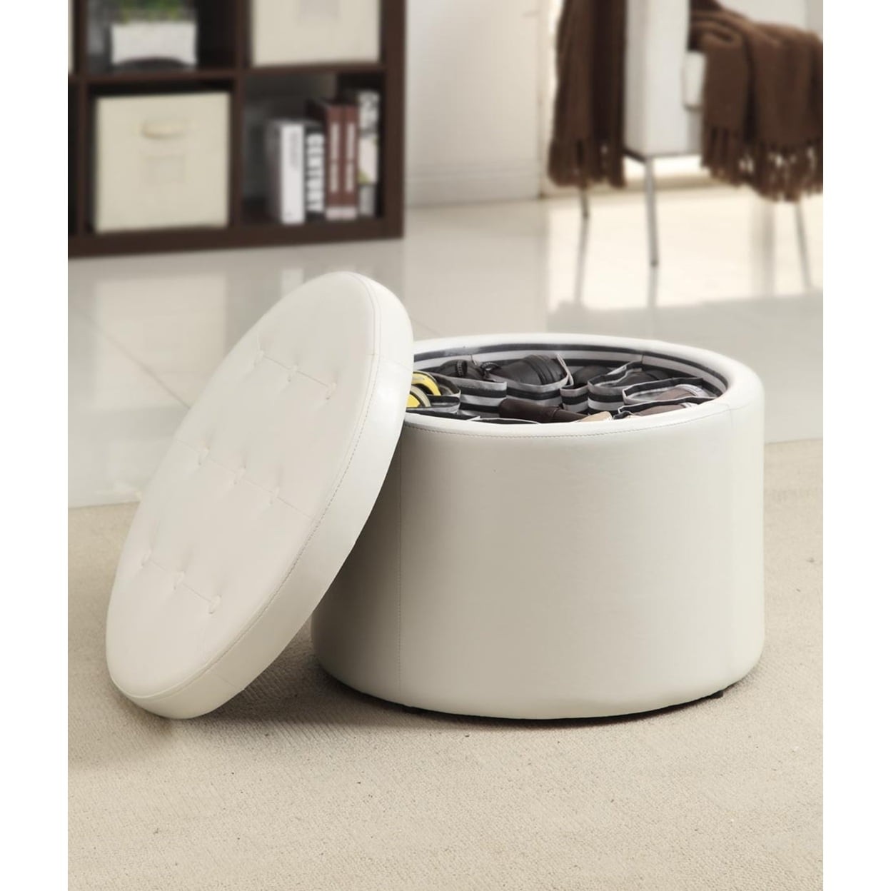 Comfort Round Shoe Ottoman Ivory