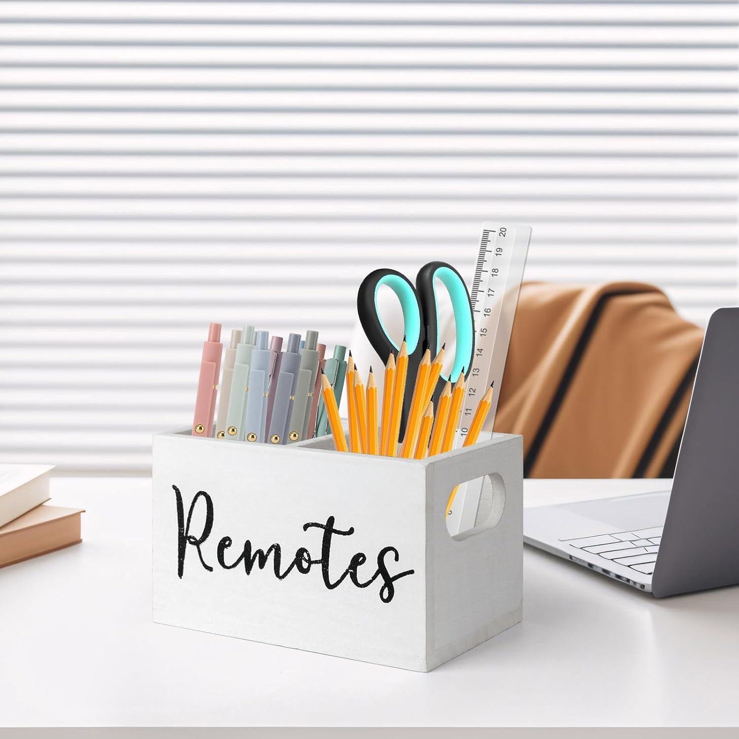 Remote Control Holder, Wooden TV Remote Holder for Table, Remote Caddy Organizer