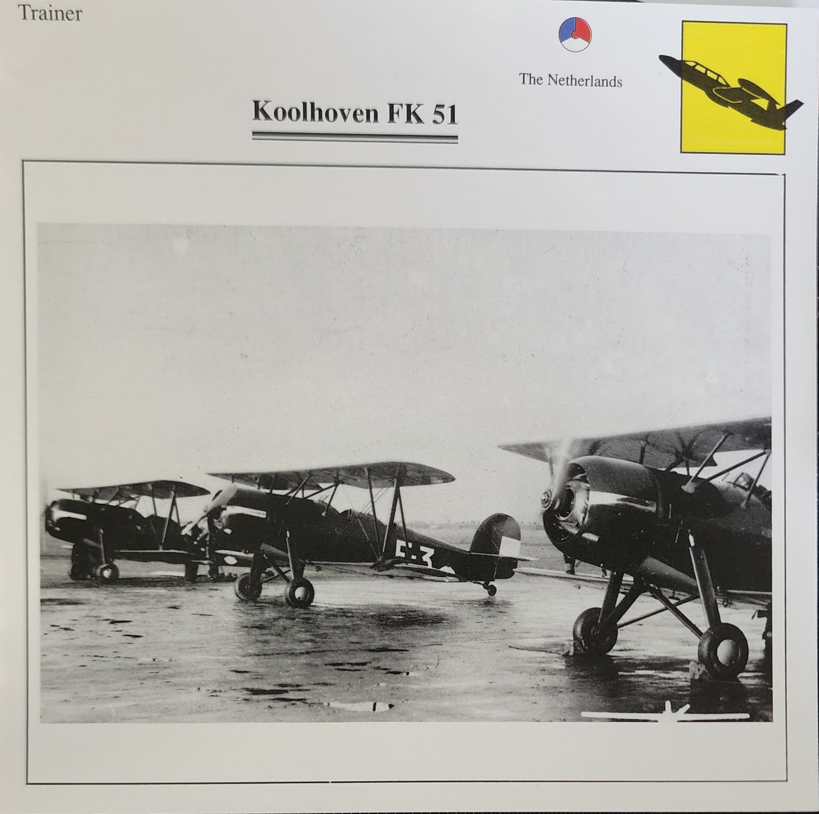 Koolhoven Plane Picture Original Aircraft Vtg Specs Detail Info Collector Card