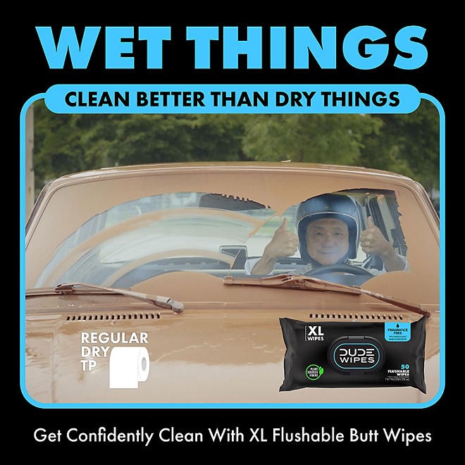 💥50 DUDE WIPES XL💥 Fragrance Free Flushable Septic & Sewer Safe FREE☆SHIPPING