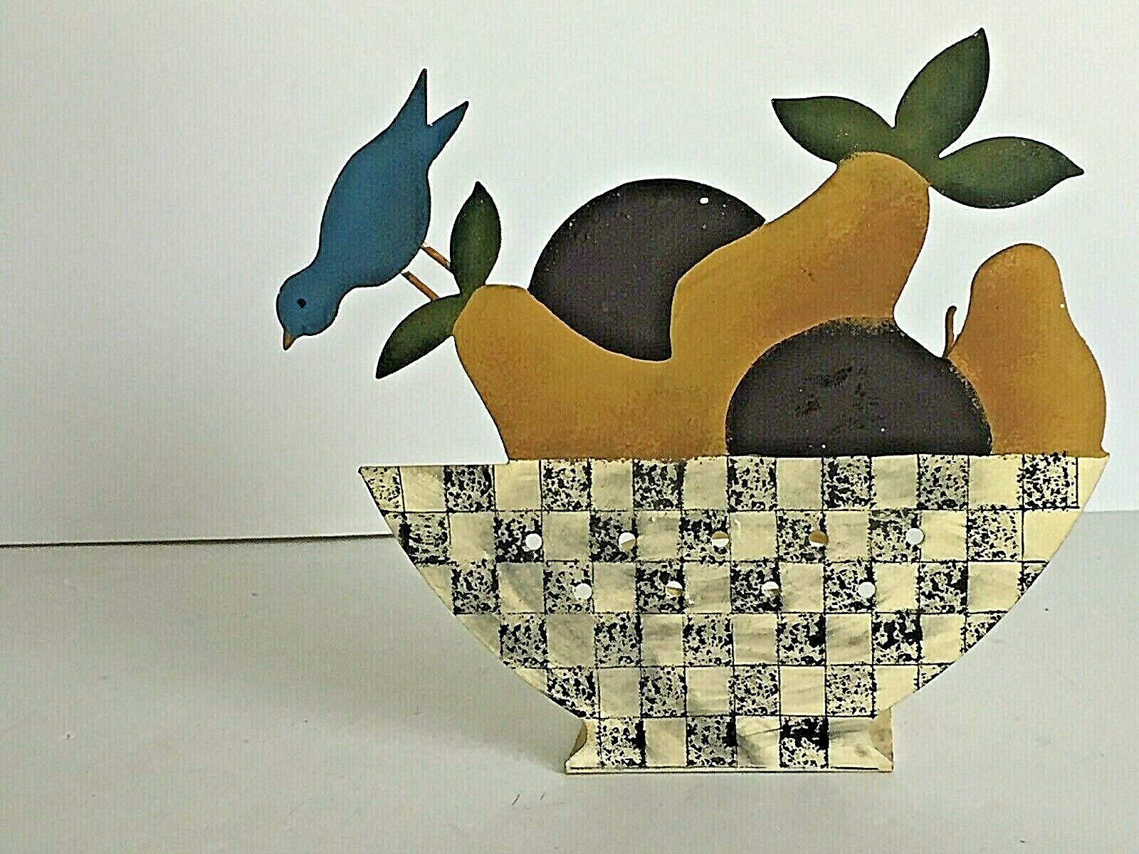 1996 Otagiri Spirit Folk Metal Votive Candle Holder Lantern Fruit Basket Bird