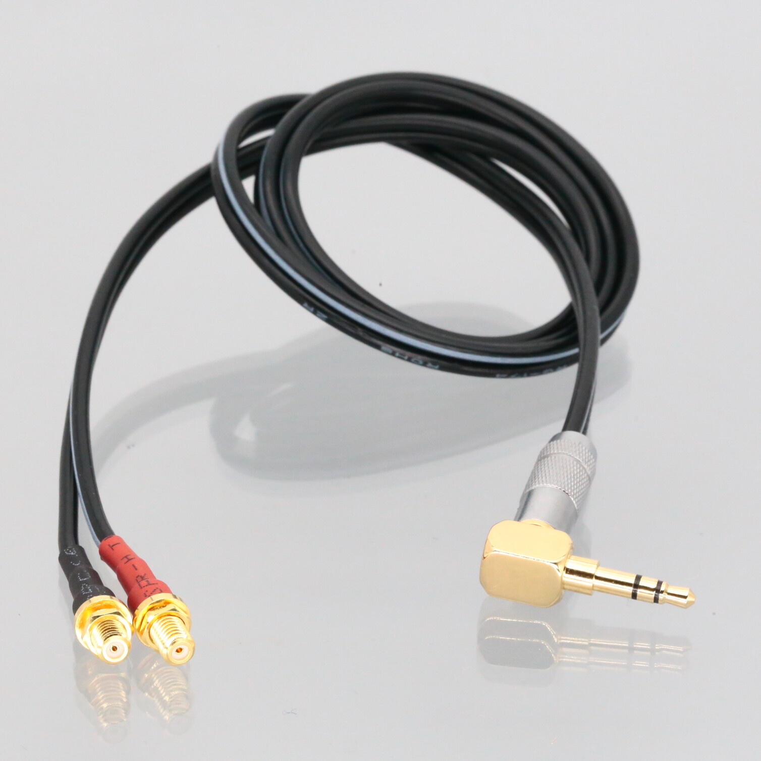 3.5mm Stereo Plug Right Angle to 2x Microdot Jack Cable Microphone Preamplifier