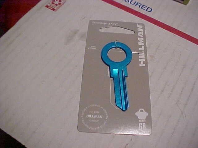 Qty 1 SC 1/68 Hillman  Blue  Gravity Zero Shaped Key Blank  with free shipping