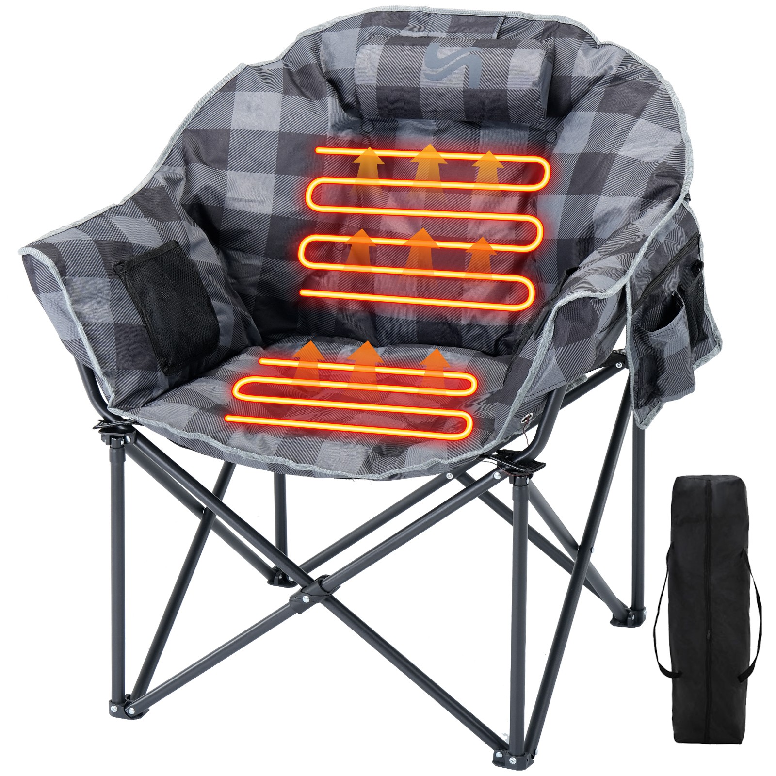 Begonia.K Heated Camping Chair Heated Moon Saucer Chair Folding Chair Lawn Chair