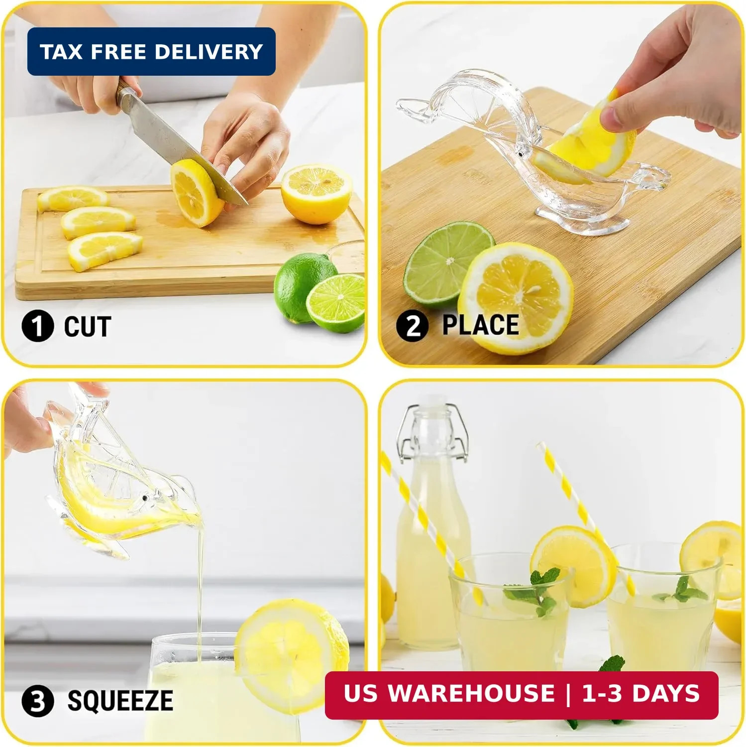 Zulay Kitchen Bird Lime Squeezer - Easy Bird Lemon Squeezer with Pour Spout - Du