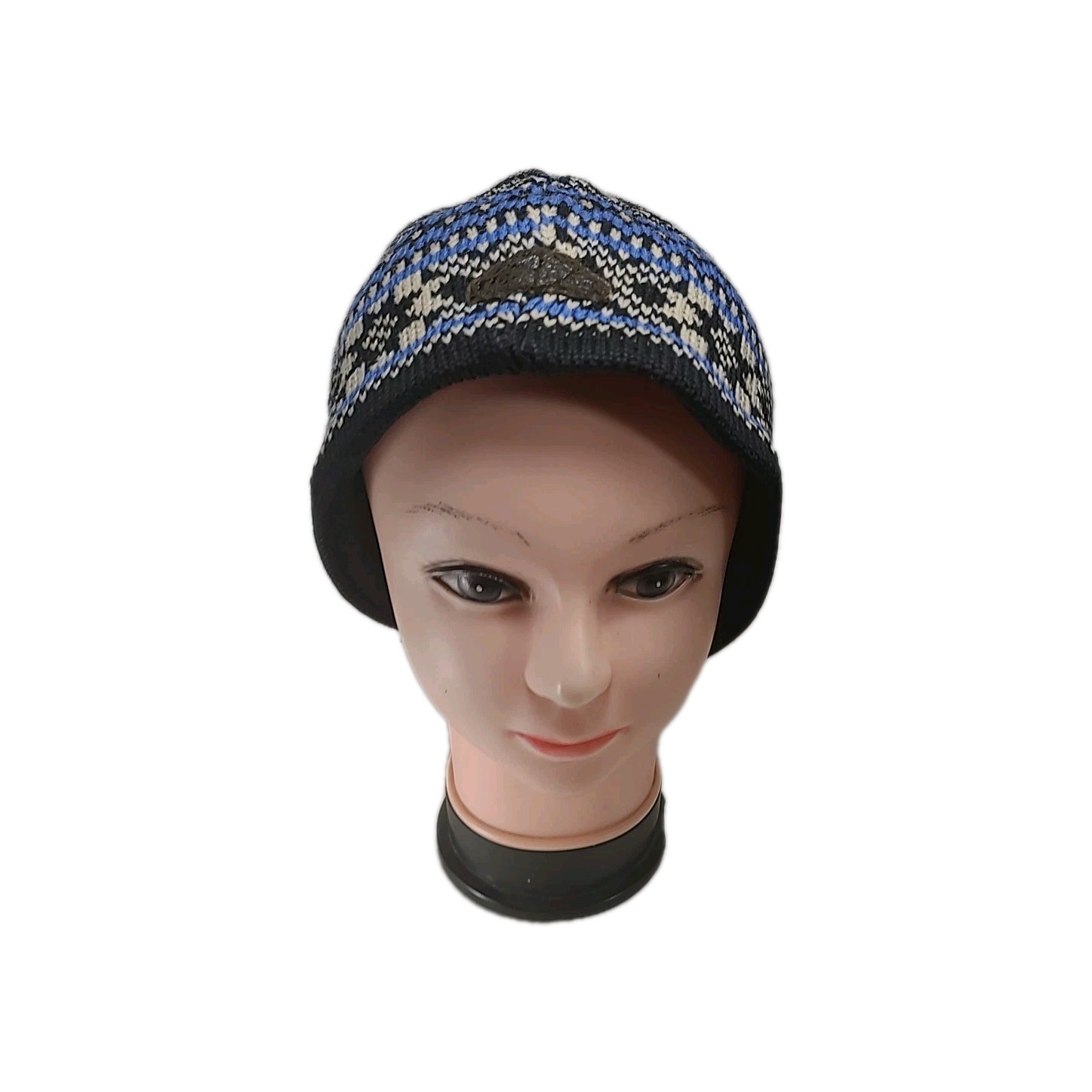 By/Par Filmar Wool Knit Unisex Ski Hat Tassel Beanie CANADA Blue Black & Cream