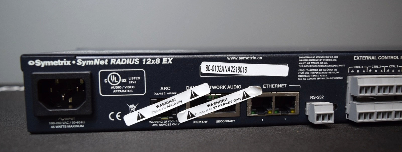 Symetrix SymNet RADIUS 12X8 Digital Signal Processor w/ Power Cord
