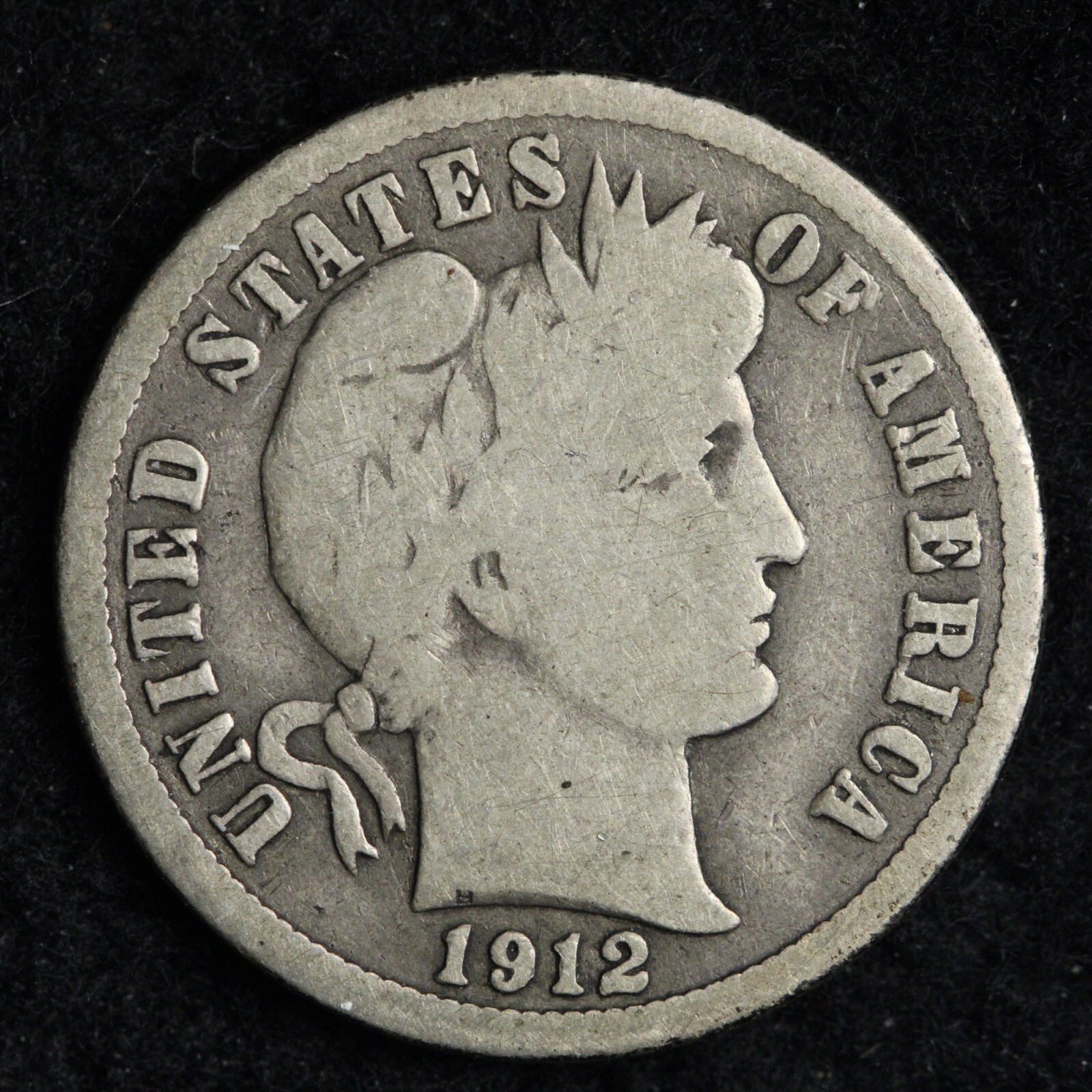 1912-S Barber Silver Dime CHOICE FINE E382 KM