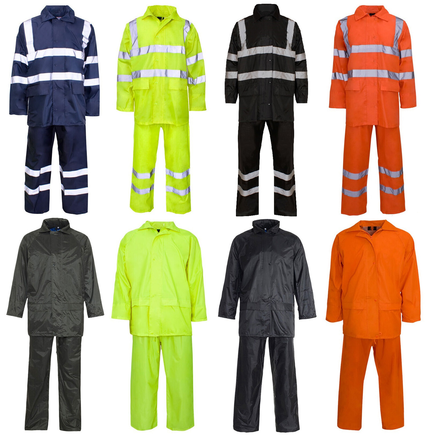 Mens Long Sleeves Reflective Tape Safety Suit Adults Hi Vis Work Wear Dress