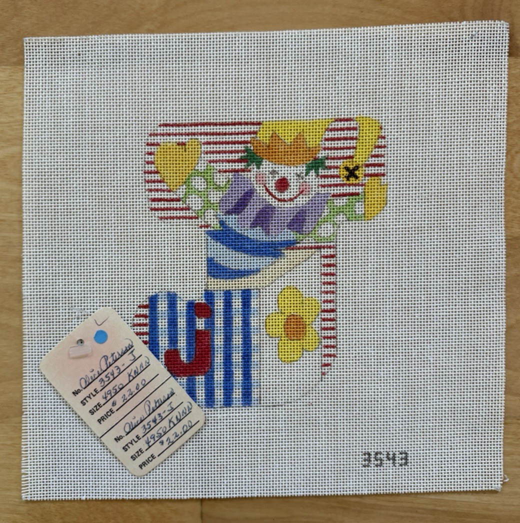 Alice Peterson Children's Alphabet Initial J Handpainted Needlepoint Canvas VTG