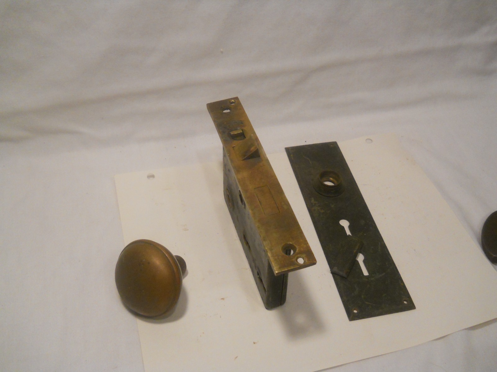 Mortise Lock Door Hardware Salvage Double Skeleton Keyhole brass face plate