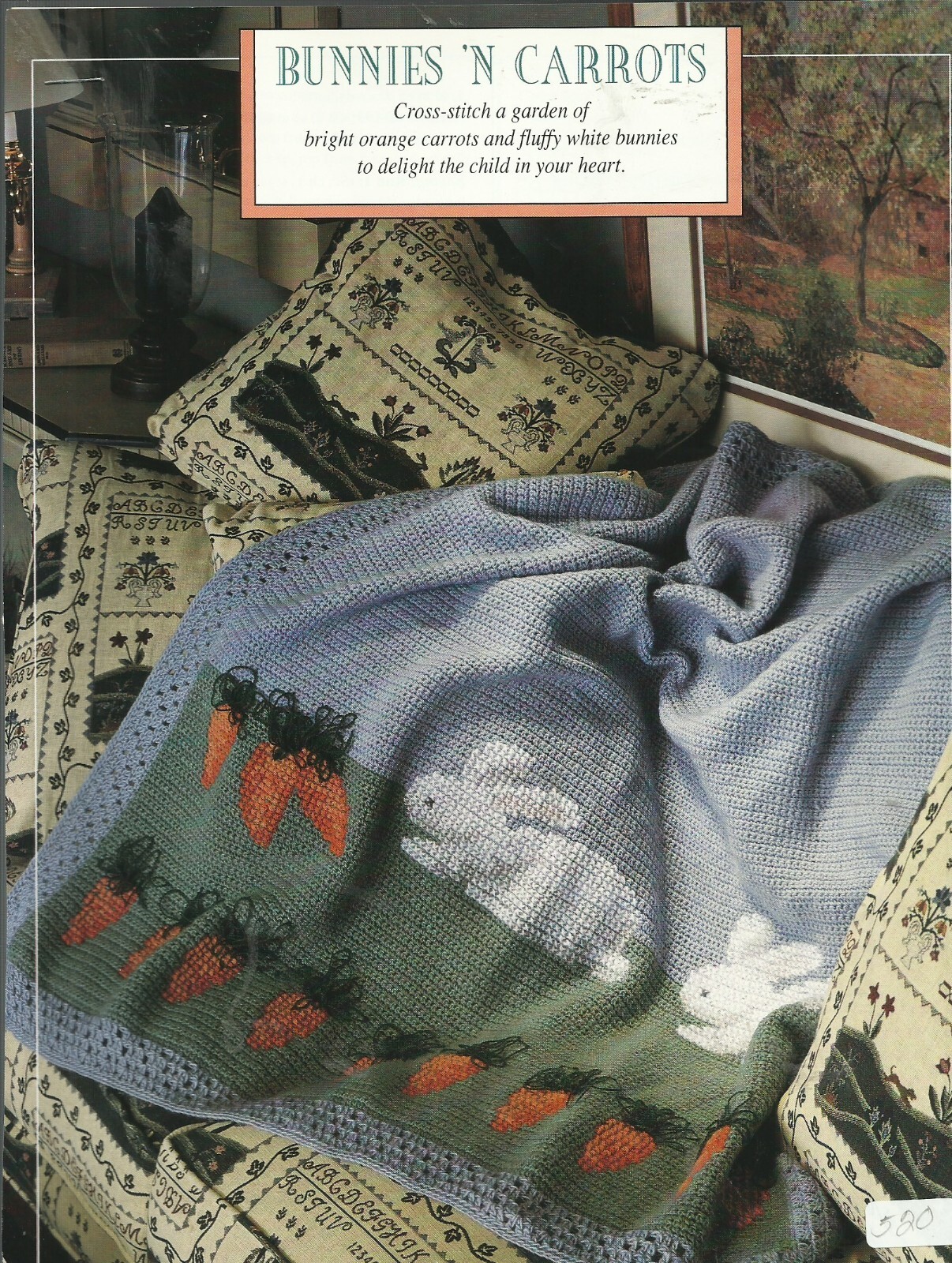 C0044  BUNNIE'S 'N CARROTS AFGHAN  CROCHET PATTERN/INSTRUCTIONS
