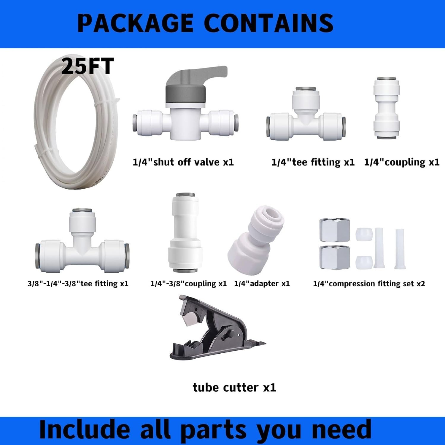 Refrigerator Water Line Kit Connection and 1/4 Compression Ice Maker Installa...