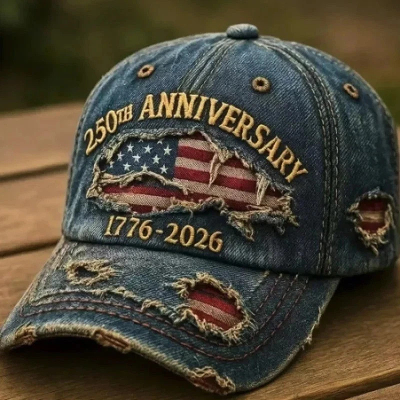 250th US Anniversary 1776-2026 Patriotic Denim Baseball Cap Printed Hat