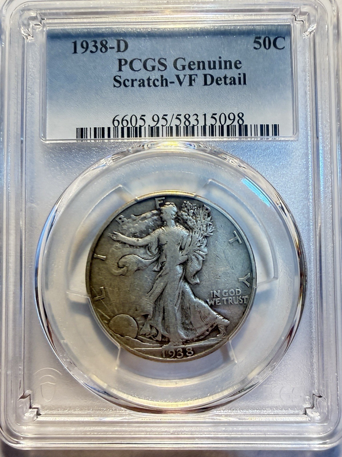 1938-D  Walking Liberty Half Dollar - PCGS VF Details - Just Graded / New Holder