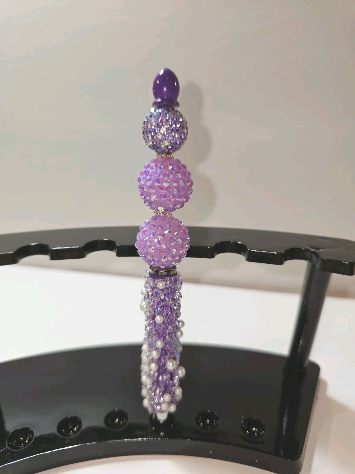 Handcrafted Rhinestone Acrylic Beaded Stylus Sparkly Bling Lavender
