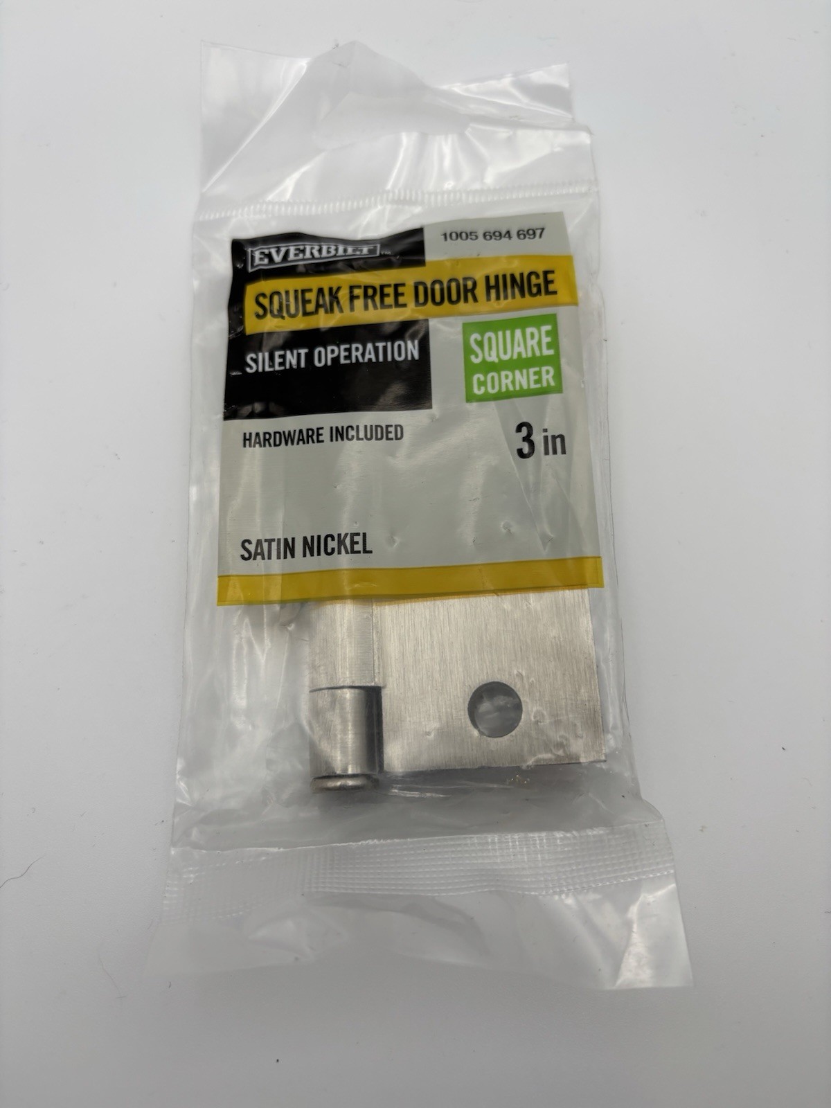 Everbilt Squeek Free Door Hinge 3in, Silent Operation. Satin Nickel.