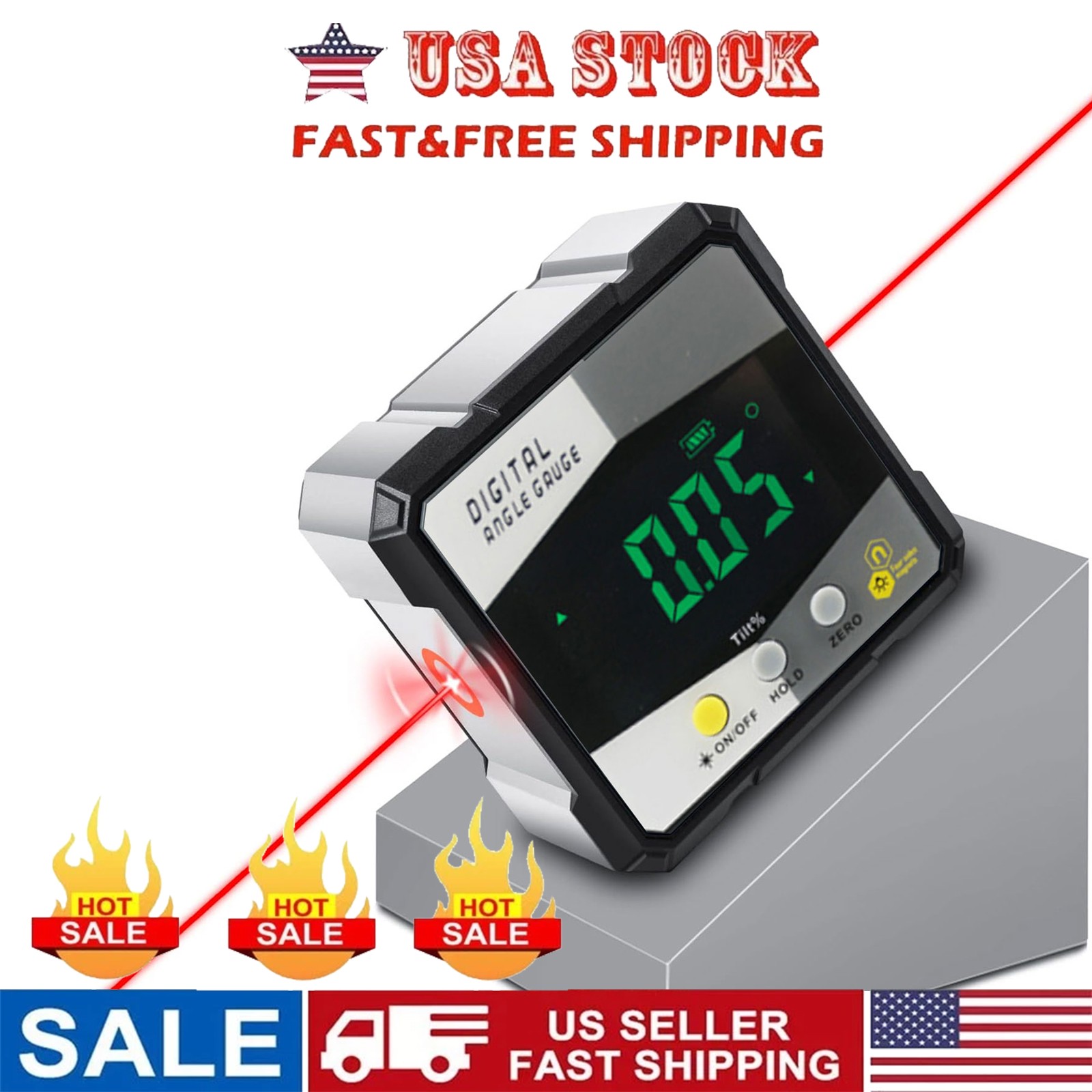 360° Magnetic Digital Laser Protractor Level Box Angle Finder Gauge Inclinomete