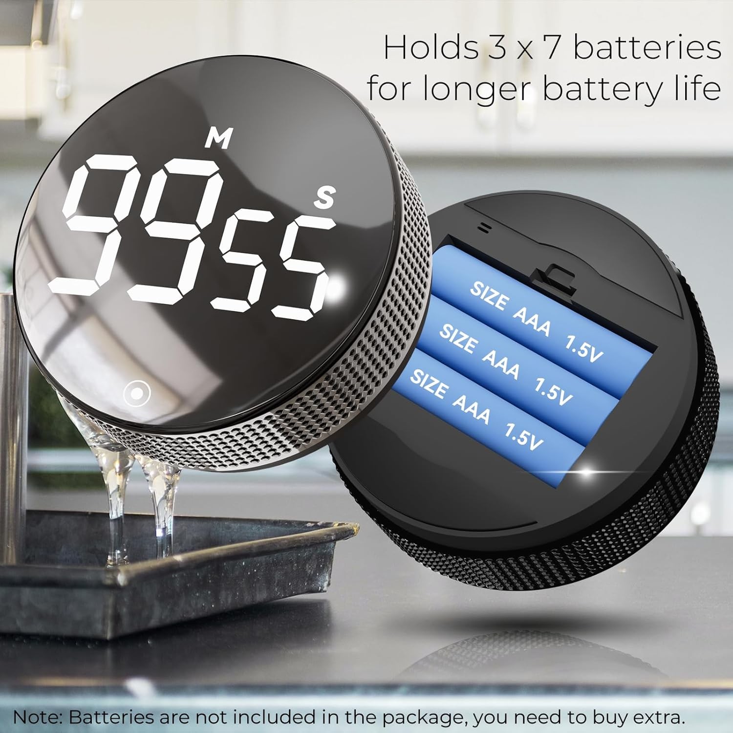 Digital Kitchen Timer Magnetic - Large LED Visual Countdown for Cooking Lab