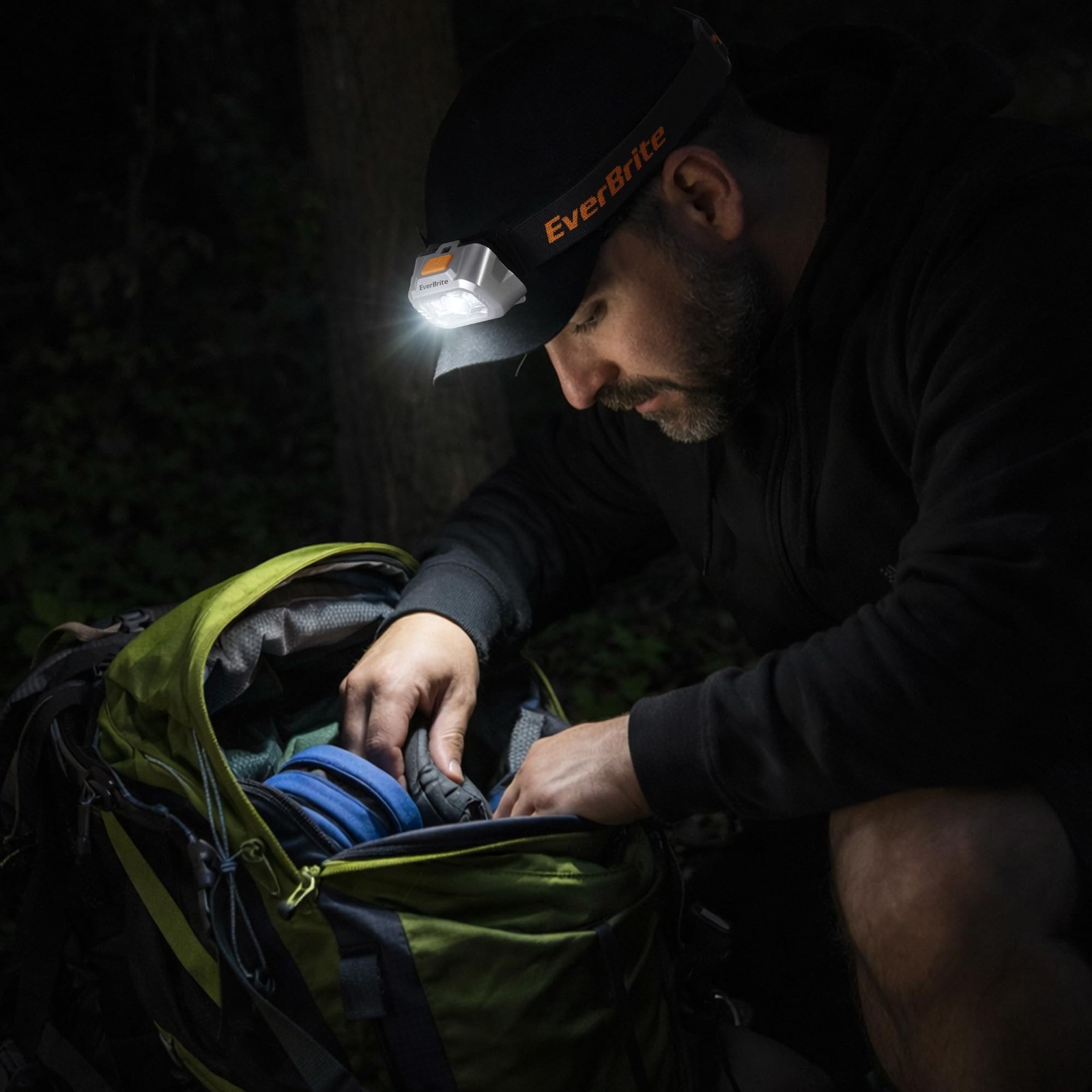 EverBrite LED Headlamp, 4 Lighting Modes, Pivoting Head with Small, Black