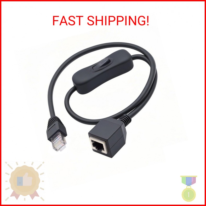 chenyang RJ45 Switch Extension Cable,CAT6 RJ45 Male to Female with On/Off Switch