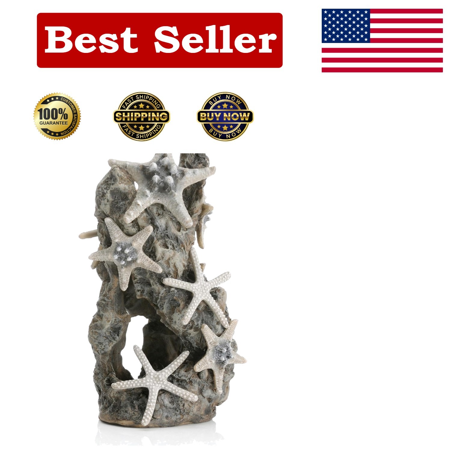 BiOrb 46132.0 Sea Star Rock Ornament for Aquariums - Natural Ocean Look