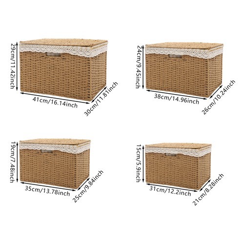 Large Storage Bin Rope Woven Basket Storage Basket with Lid/Handle & Liner