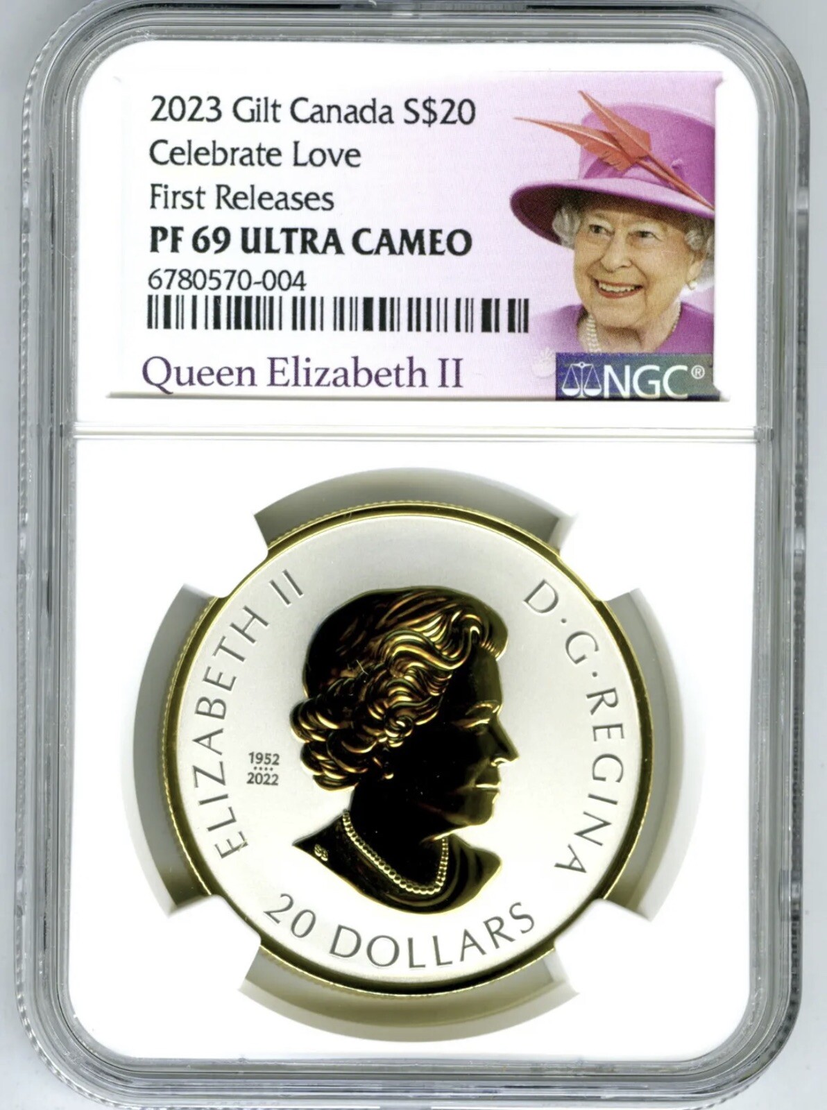 2023 $20 CANADA SILVER GILT NGC PF69 QUEEN ELIZABETH II CELEBRATE LOVE PROOF FR