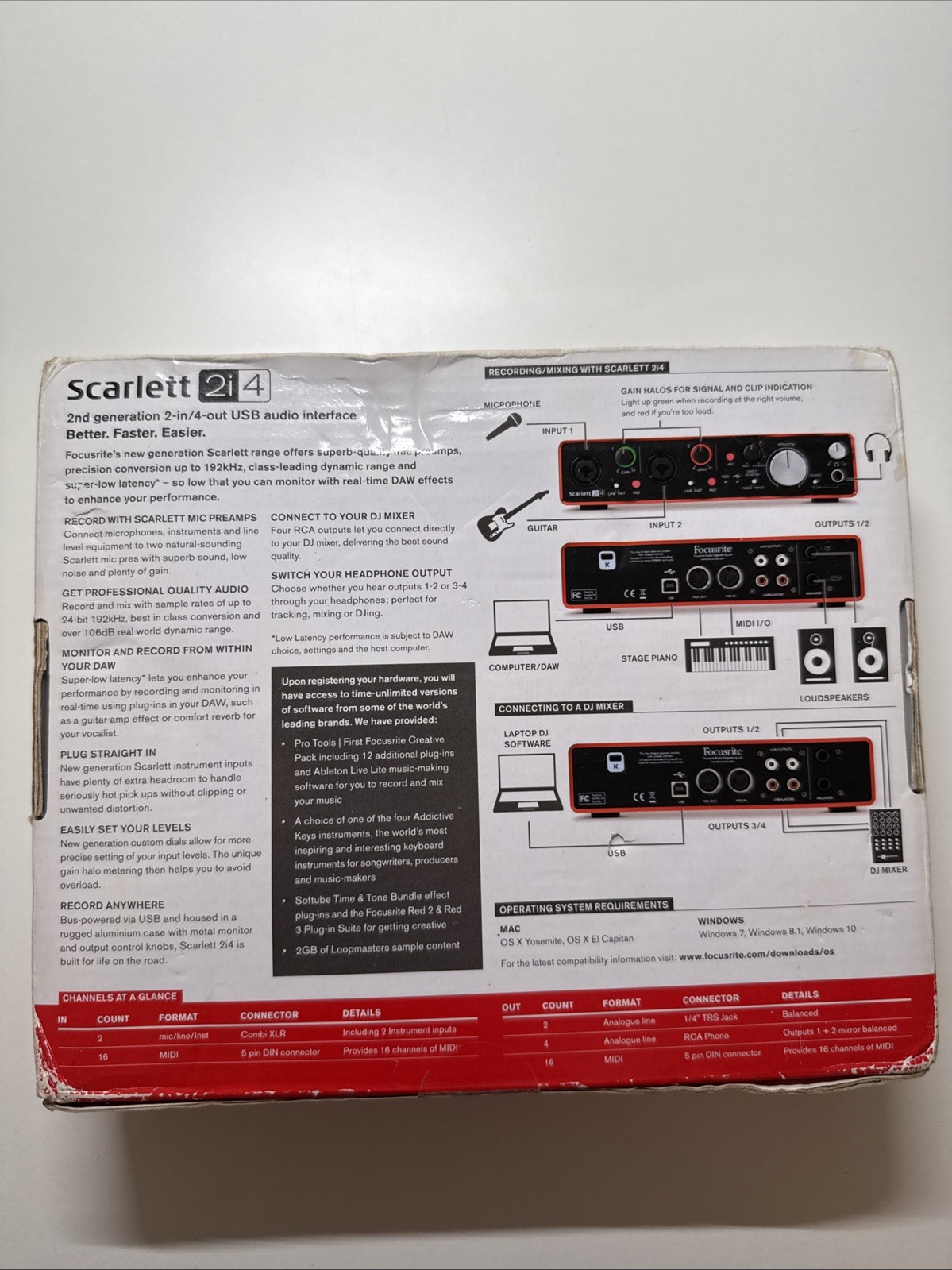 NEW! Focusrite AMS-SCARLETT-2I4-2ND-GEN USB 24 Bit Audio Interface