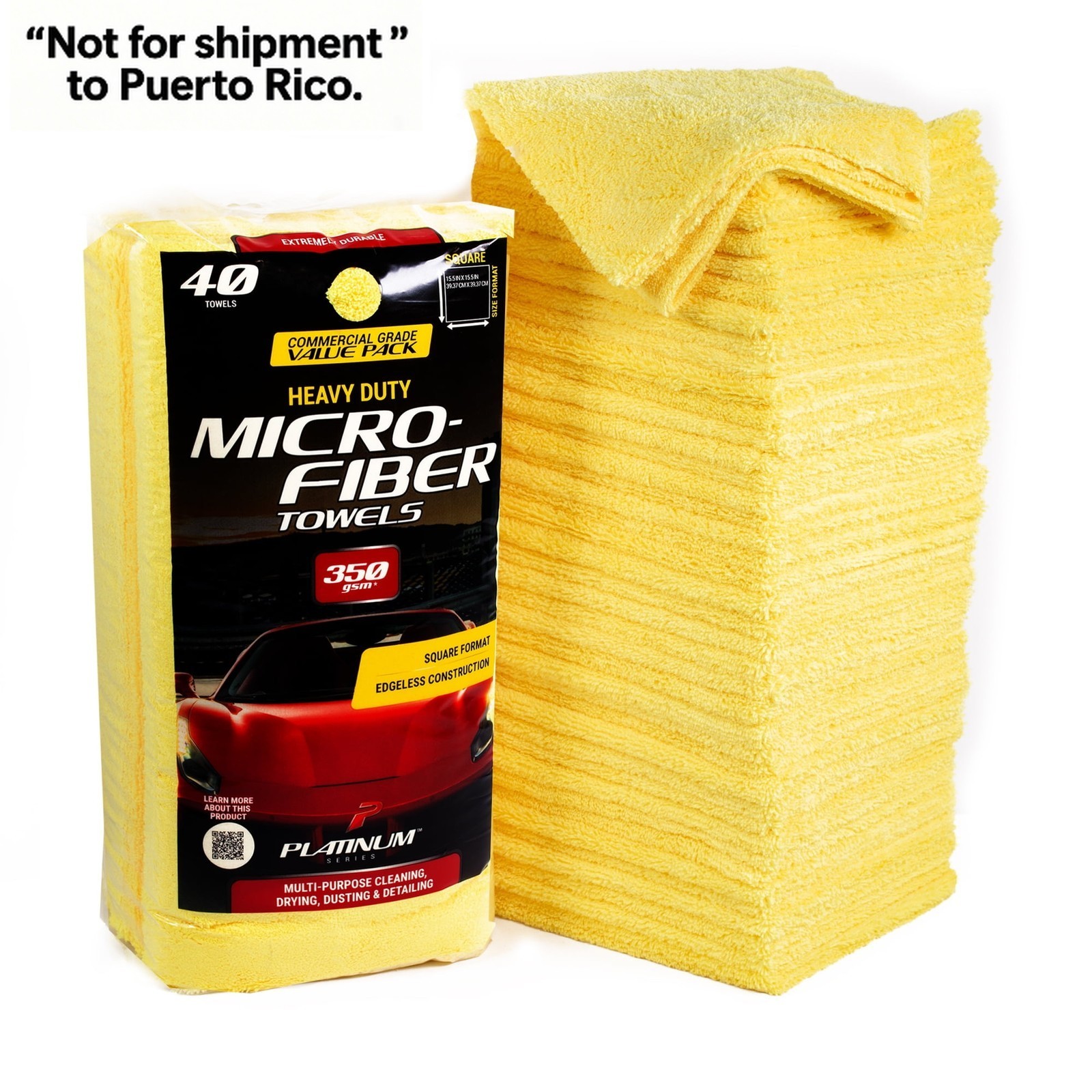 ​​Platinum Series Microfiber Towels - 40pk, Heavy Duty, Yellow​