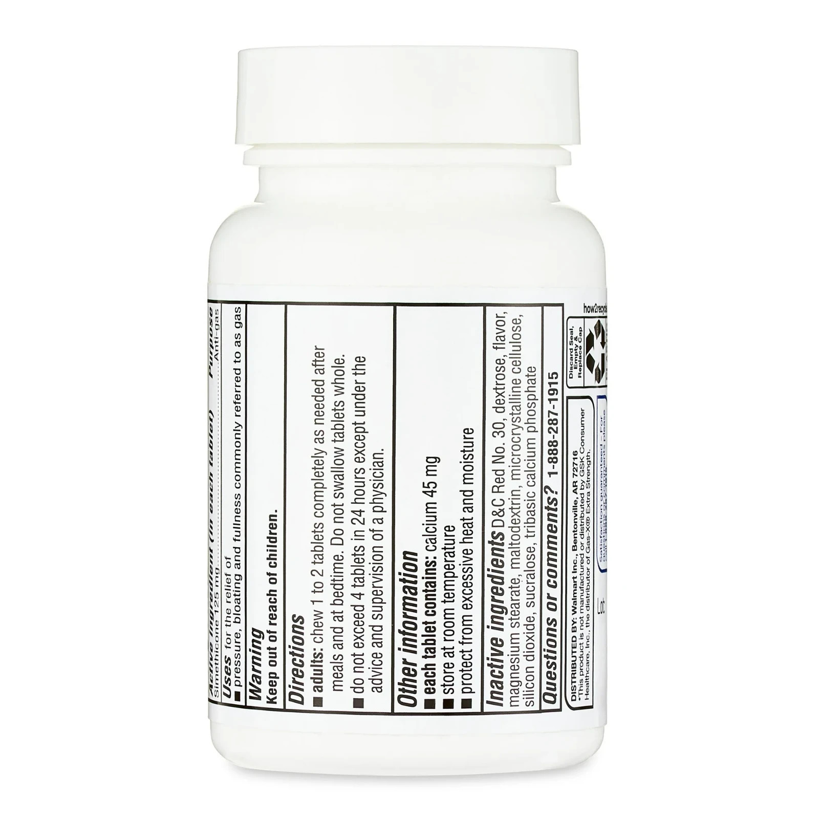 Equate Extra Strength Gas Relief Chewable Tablets, Cherry Creme, 48 Count