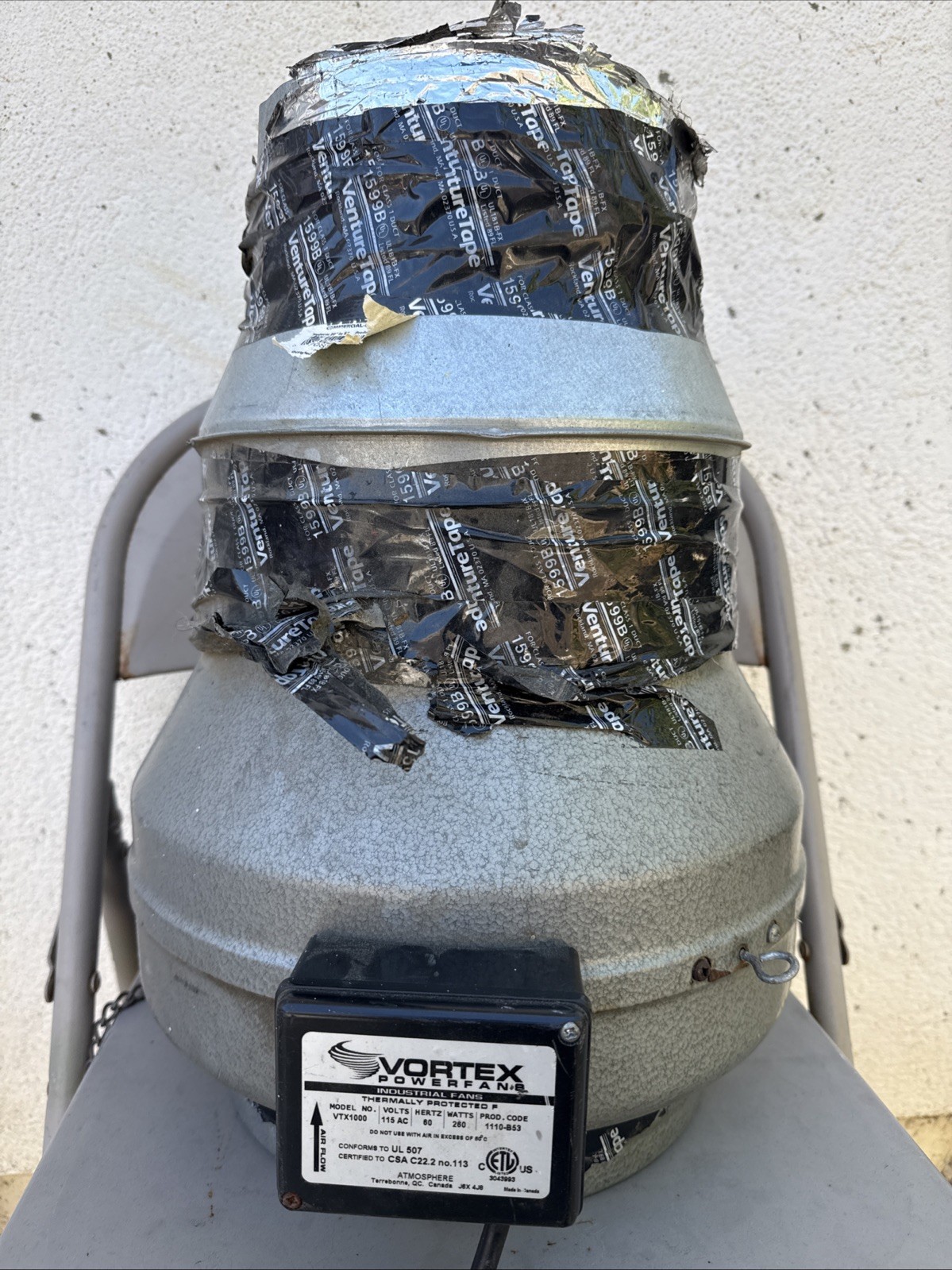 Vortex Powerfans VTX1000 Vortex 790 CFM Powerfan 120V, 60hz, 10" Steel Used