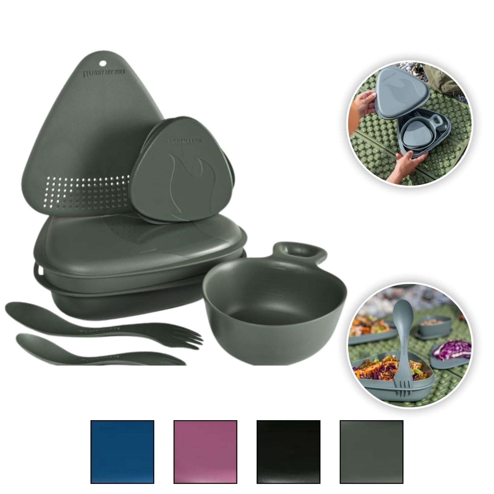 Light My Fire MealKit 2.0 | 7-Piece Camping Mess Kit BPA-Free Eco Bioplastic