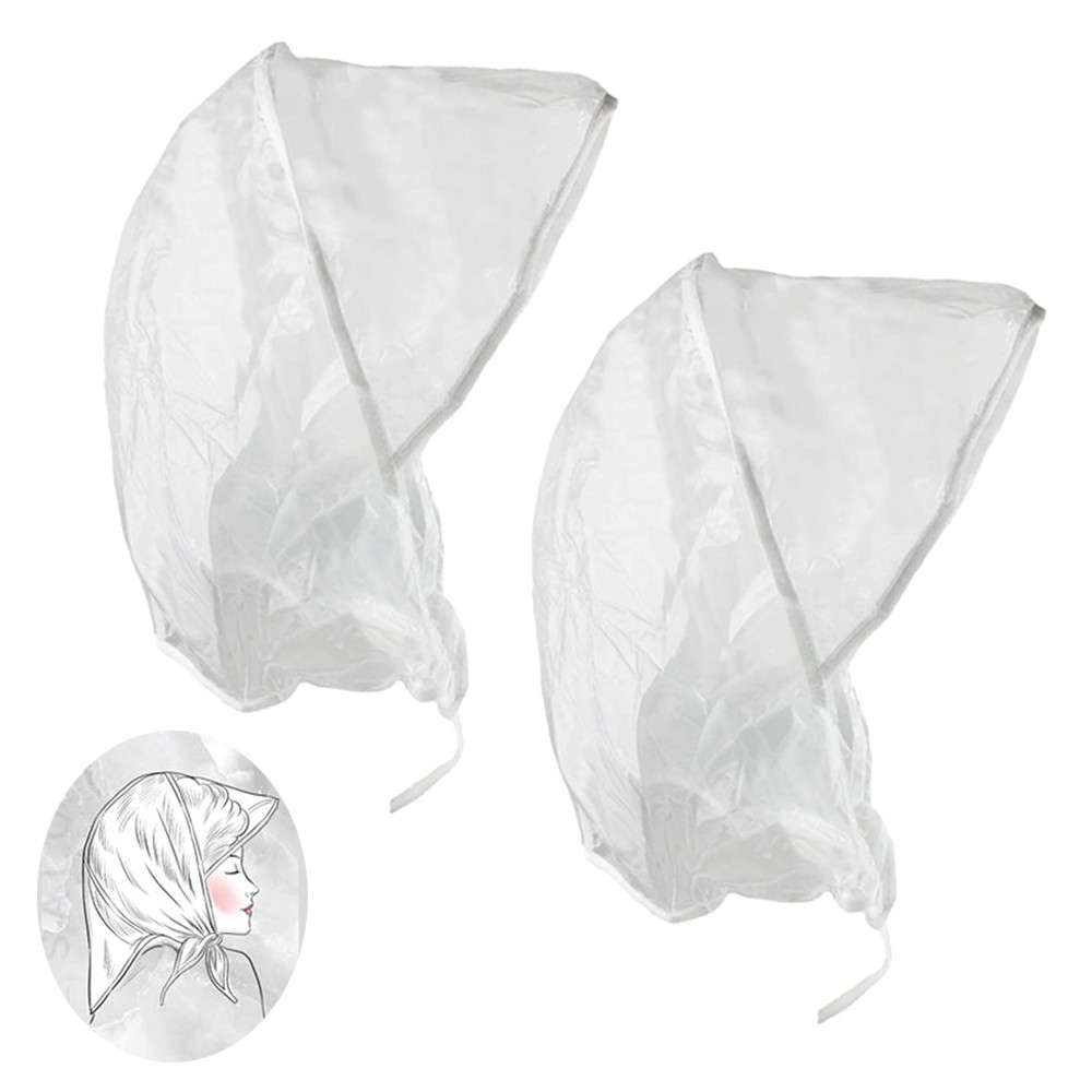 2 Waterproof Rain Bonnet Hat Full Cut Visor Clear Men Women Full Hairstyle Cover