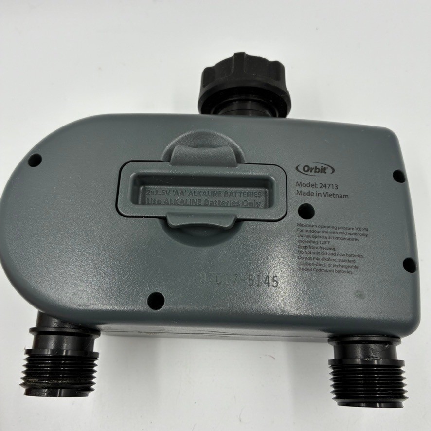 Orbit 24713 Digital 2-Outlet Hose Faucet Timer Gray Black Programmable Watering