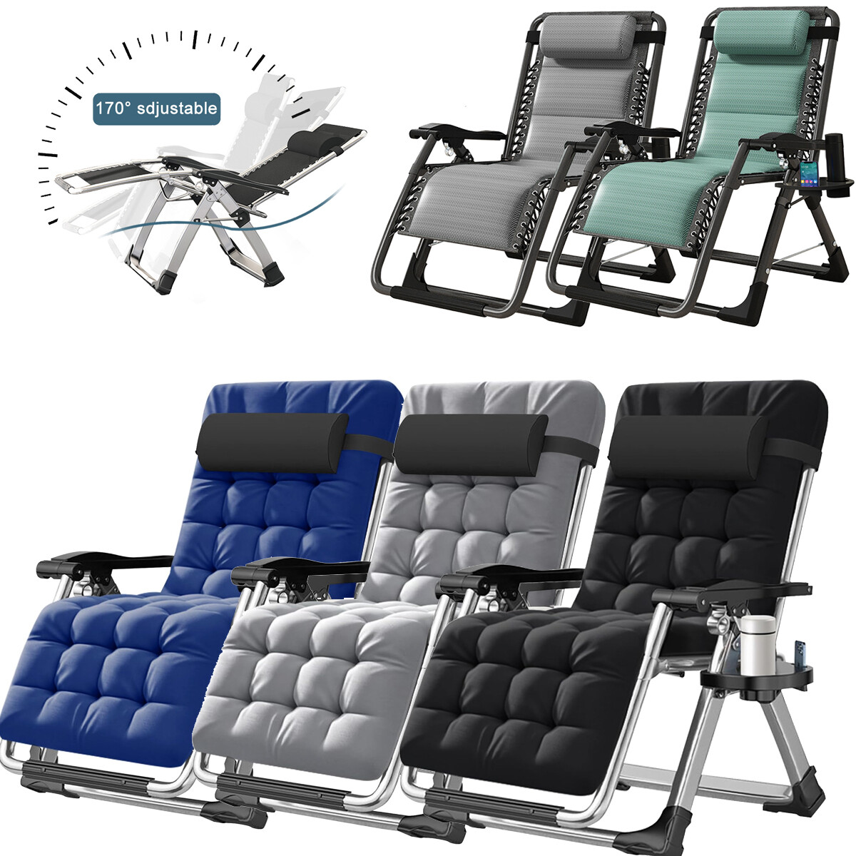 MOPHOTO Zero Gravity Chair Recliner Chaise Lounge & Mattress for Outdoor Indoor